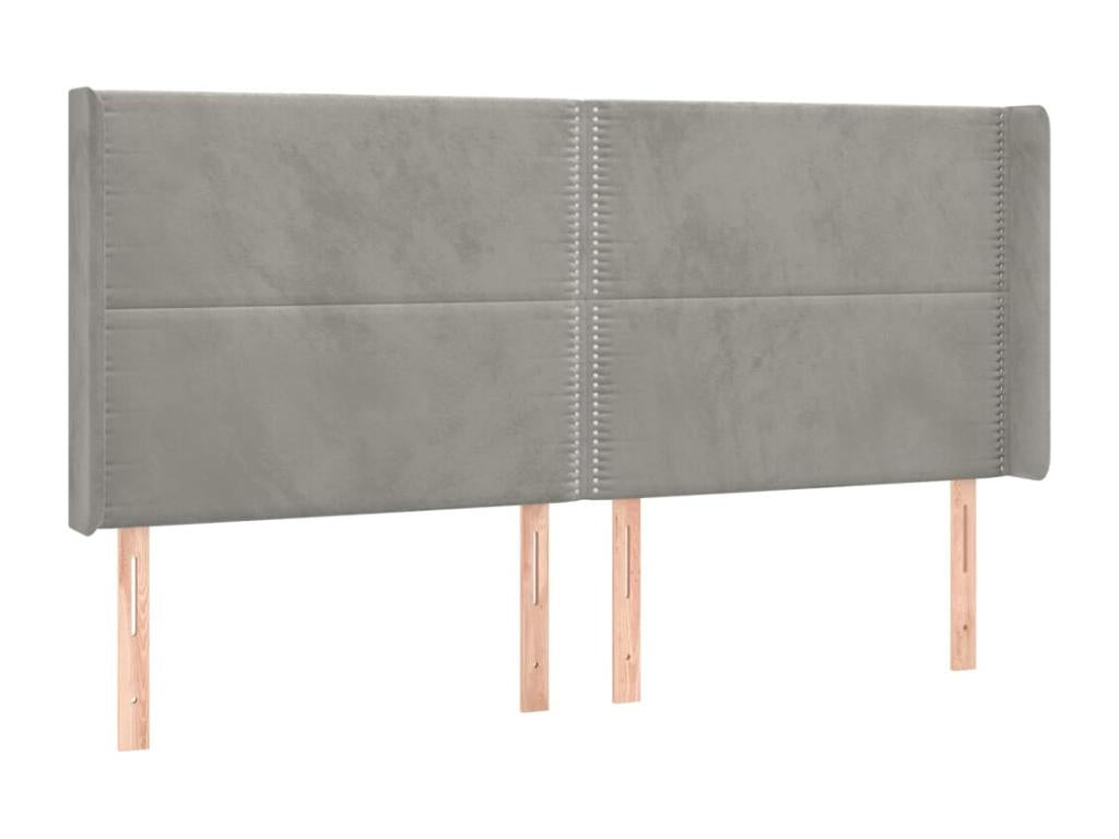 Letto in velluto grigio, 203 x 16 x 118 cm