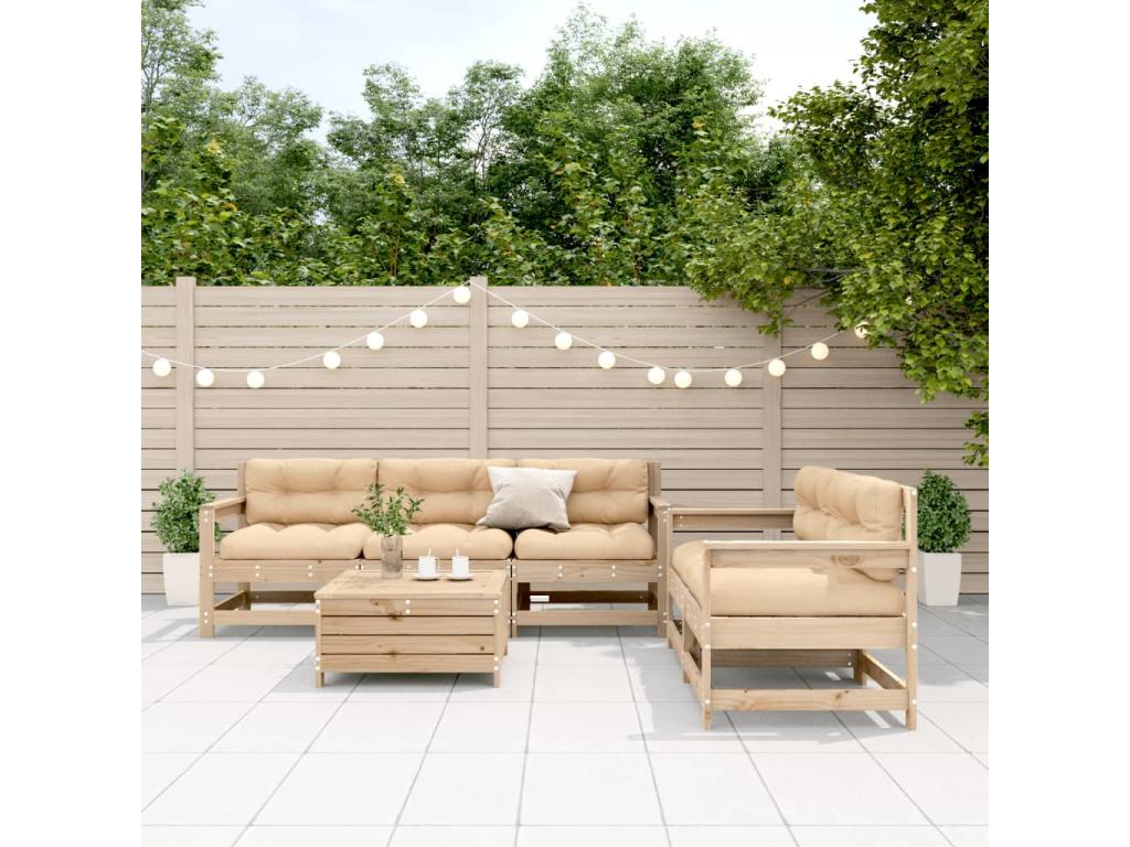 Set di mobili da esterno in legno di pino marrone - dlz1766572933952