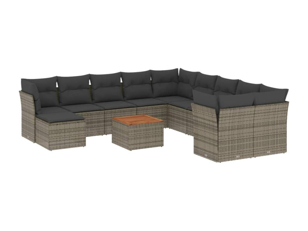 Set di mobili da esterno in vimini intrecciato in resina grigia - dlz1766573064106