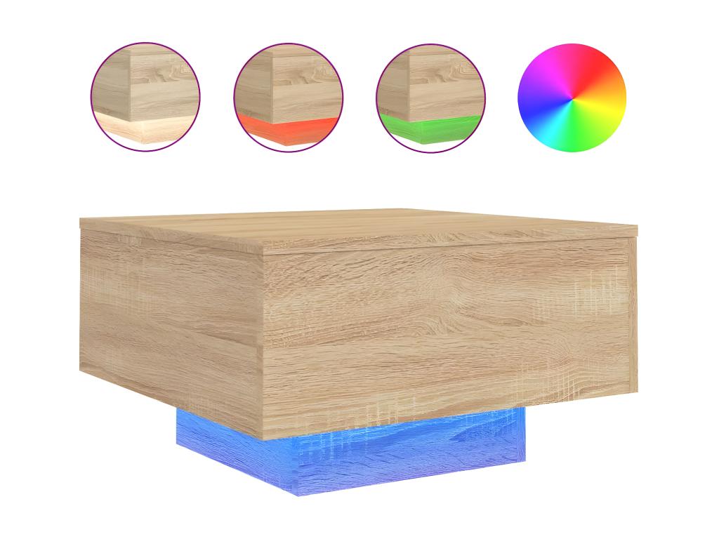 Tavolino da caffè in legno di rovere naturale, 55 x 55 x 31 cm