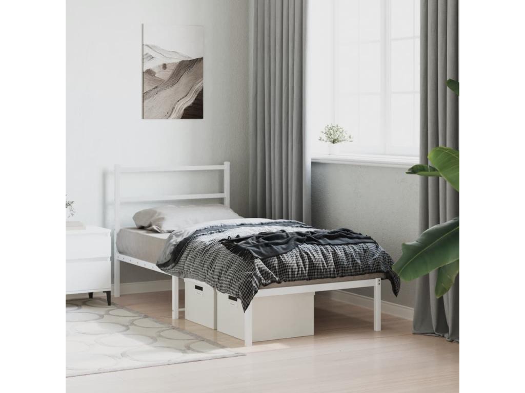 Struttura letto in metallo bianco, 90 x 190 cm