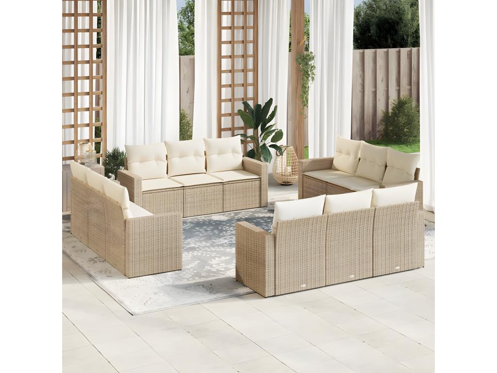 Set di mobili da esterno in vimini intrecciato in resina beige - dlz1766572676568