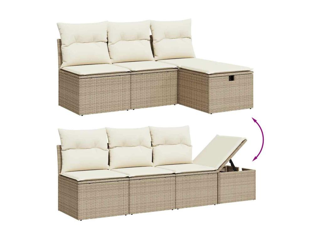 Set di mobili da esterno in vimini intrecciato in resina beige - dlz1766572223098