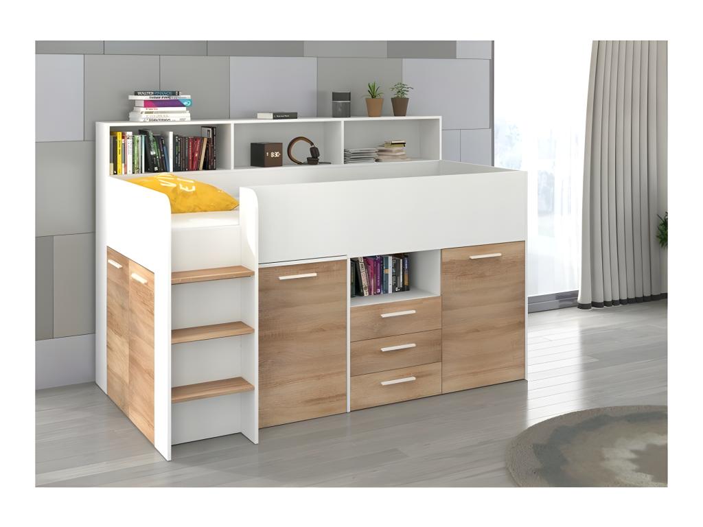 Letto in legno di quercia marrone, 80 x 200 cm