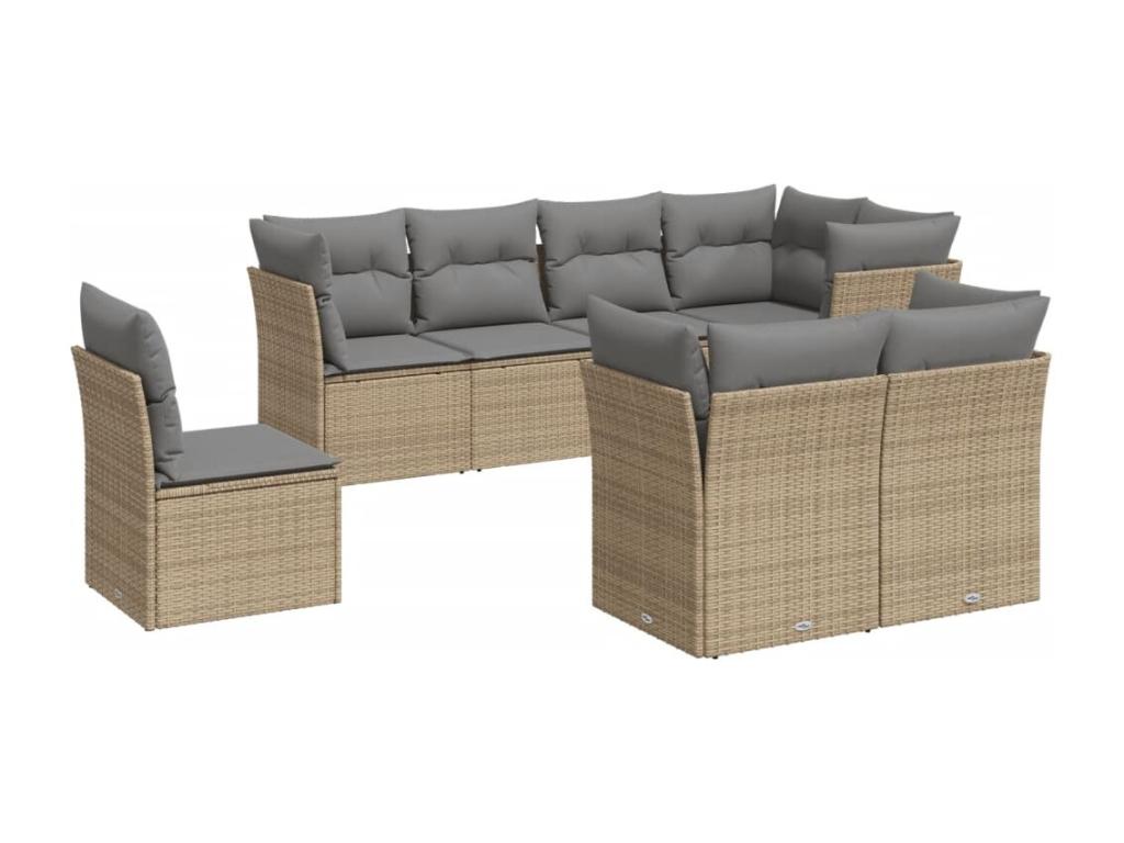 Set di mobili da esterno in vimini intrecciato in resina beige - dlz1766572749404