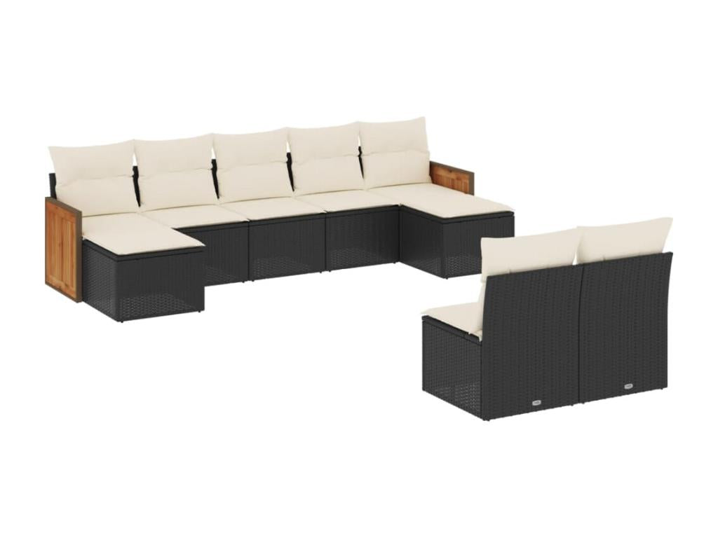 Set di mobili da esterno in vimini intrecciato in resina nera - dlz1766572291736