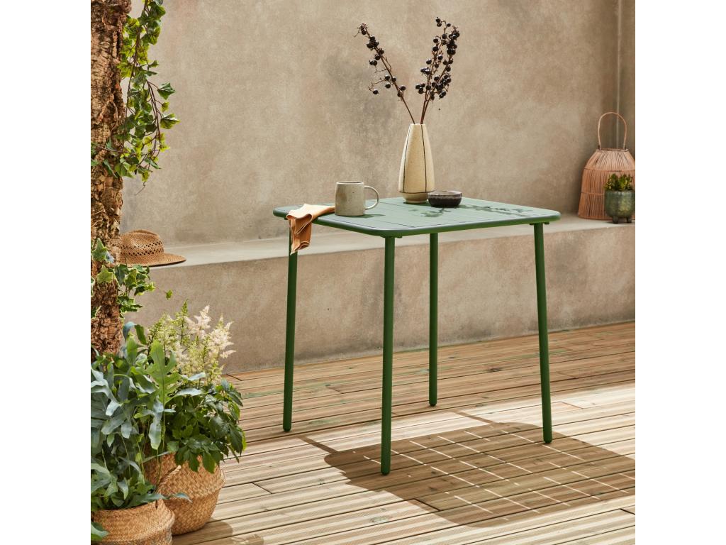 Tavolo in metallo verde, 70 x 70 cm