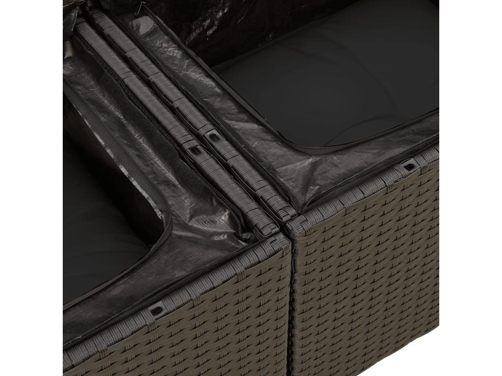 Set di mobili da esterno in vimini intrecciato in resina nera - dlz1766572263032