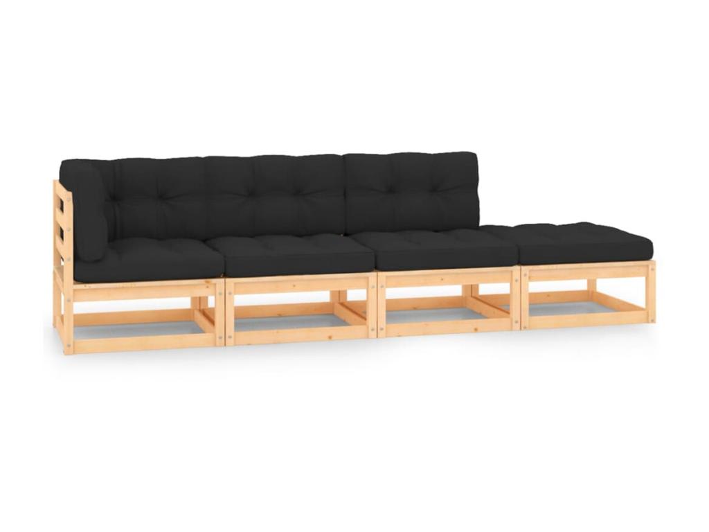 Set di mobili da esterno in legno di pino naturale - dlz1766572685524