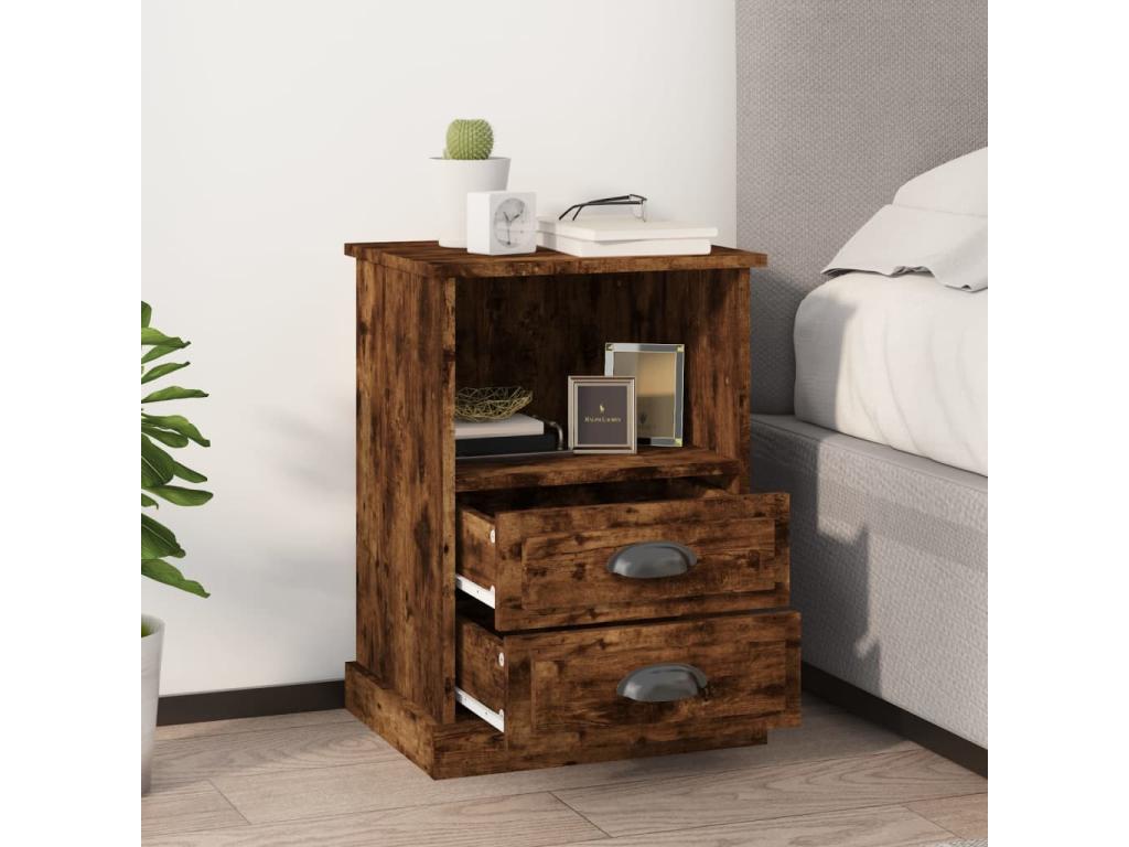 Tavolo in legno di quercia marrone, 43 x 36 x 60 cm