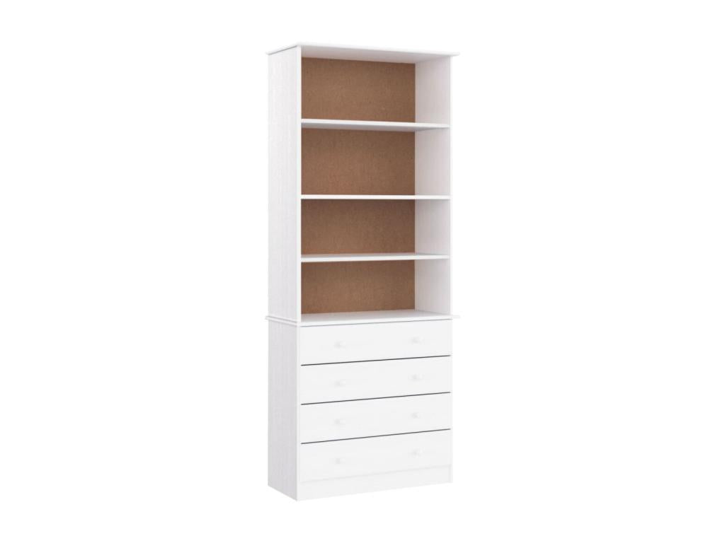 Libreria in legno massello bianco, 77 x 35 x 186,5 cm