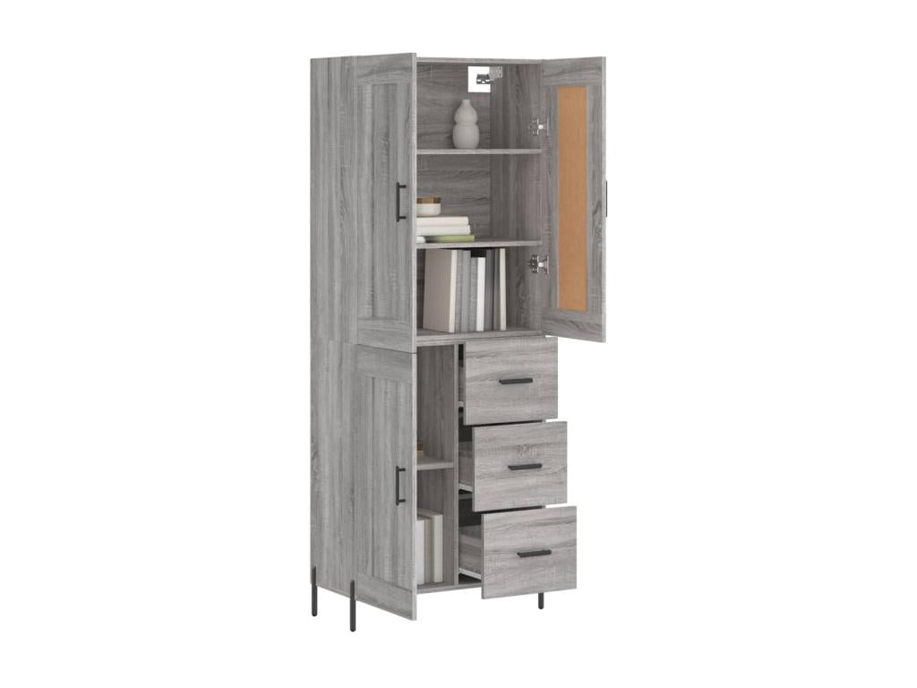 Credenza in legno ingegnerizzato grigio, 69,5 x 34 x 180 cm