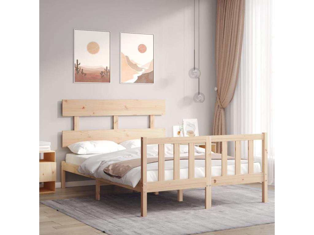 Struttura letto in legno massello naturale, 120 x 200 cm