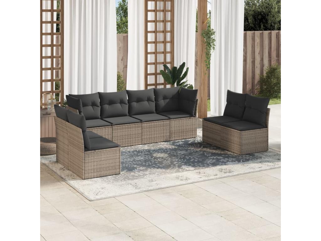 Set di mobili da esterno in vimini intrecciato in resina grigia - dlz1766572726909