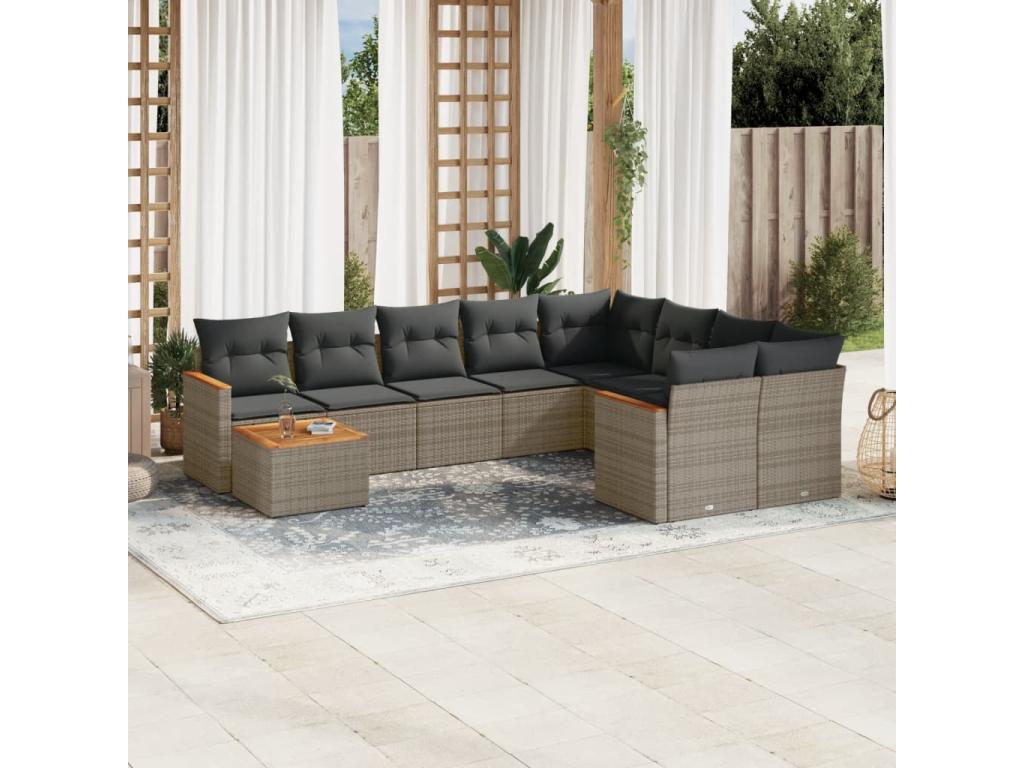 Set di mobili da esterno in vimini intrecciato in resina grigia - dlz1766572196293