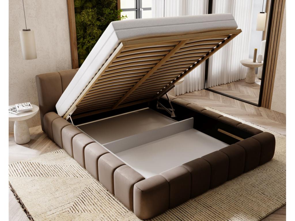 Letto in velluto marrone, 160 x 200 cm