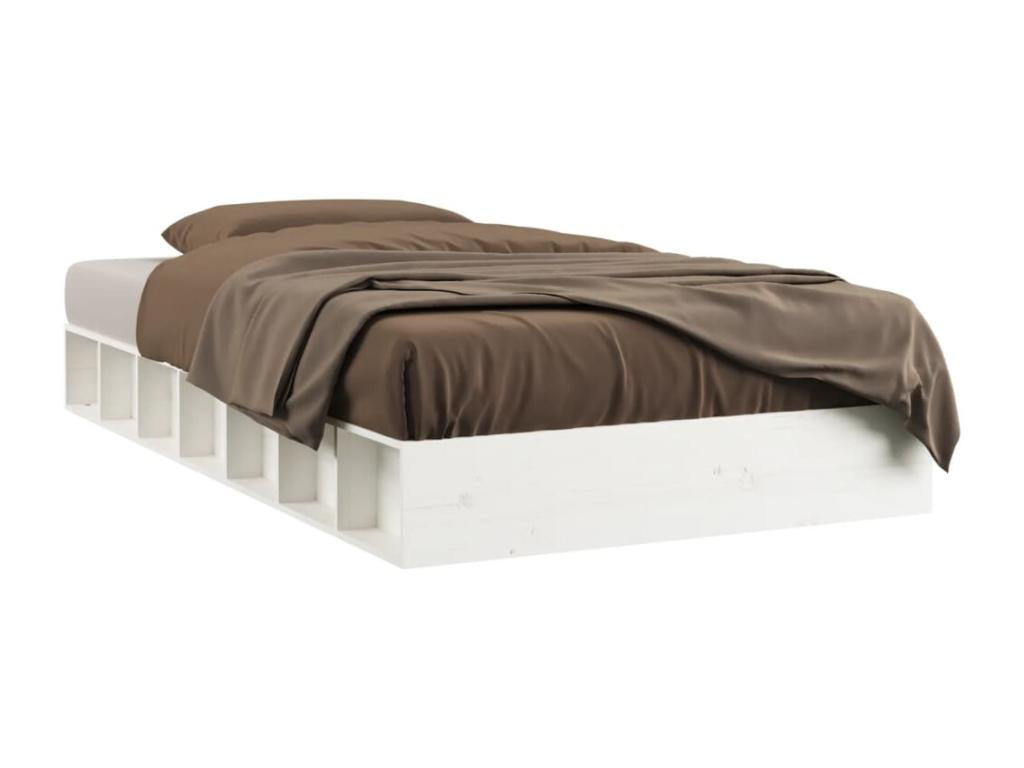Struttura letto in legno massello bianco, 90 x 190 cm