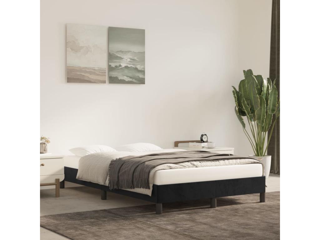 Struttura letto in velluto nero, 120 x 190 cm