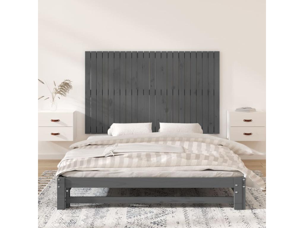 Letto in legno massello grigio, 147 x 3 x 90 cm