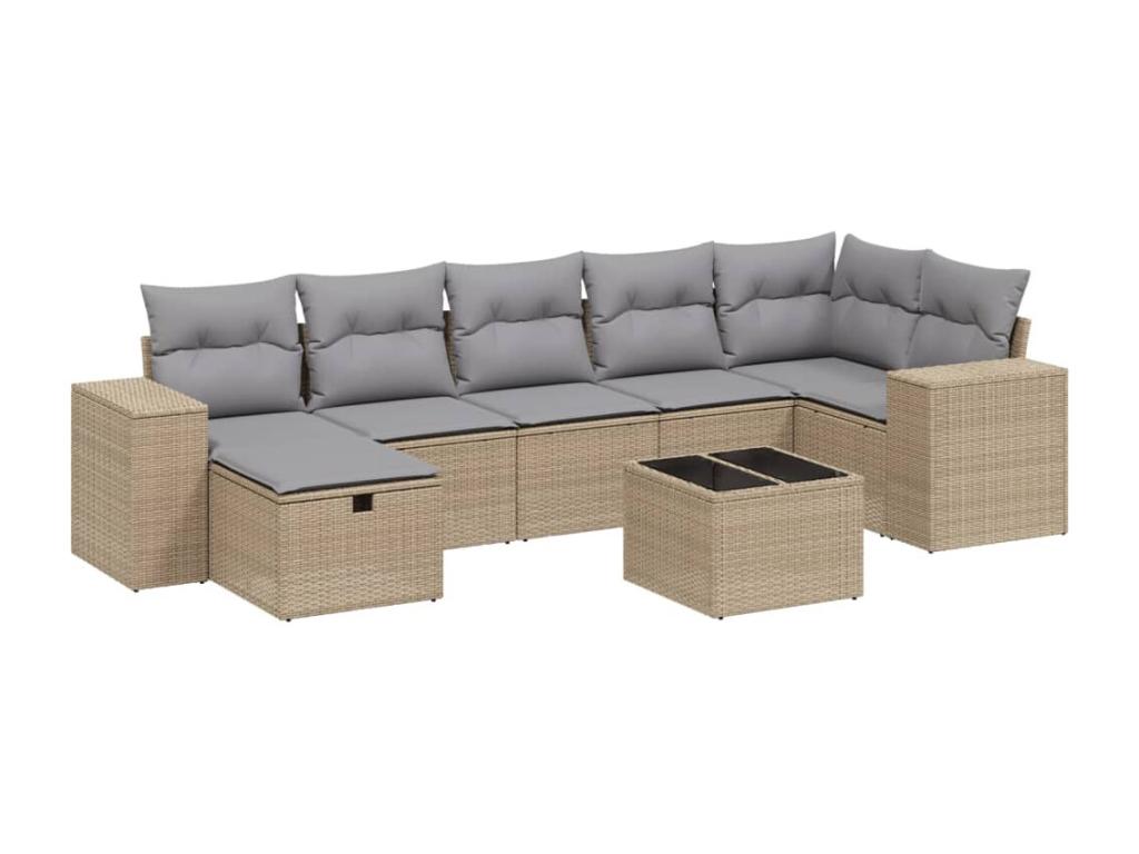 Set di mobili da esterno in vimini intrecciato in resina beige - dlz1766572326411