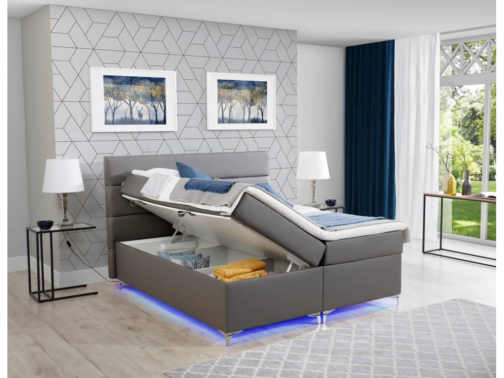 Letto in tessuto grigio, 180 x 200 cm